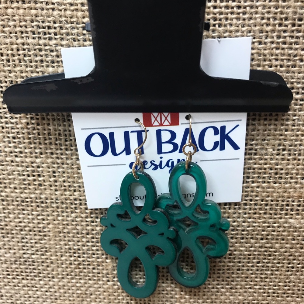 Acrylic Dark Turquoise Hypoallergenic Earrings